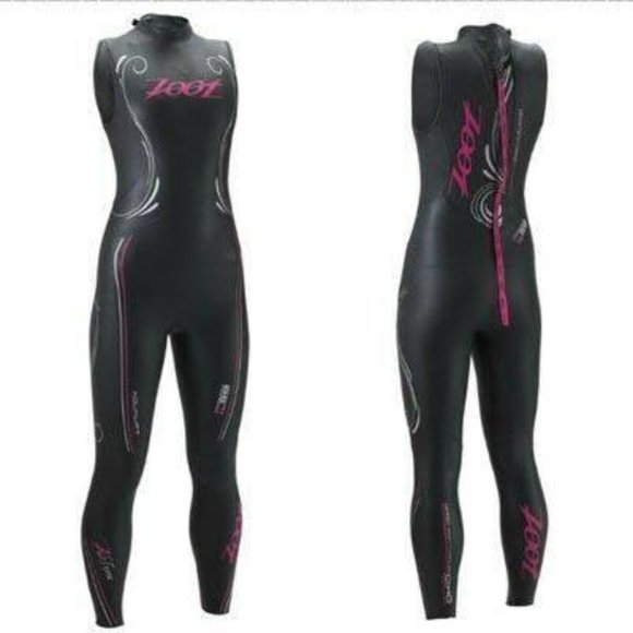 NEW Zoot Womans W Z Force 1.0 SL Triathlon Wetsuit Sleeveless Black/Beet… - Picture 1 of 16